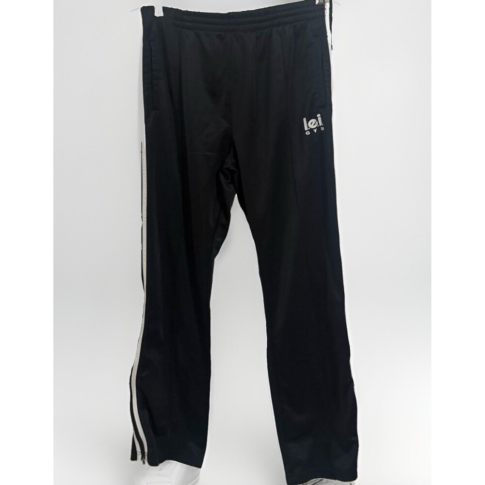 Vintage Y2k L.E.I. Gym Black Track Pants Zipper Leg Lounge Sporty Juniors Large